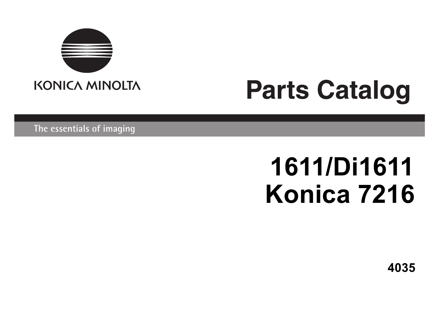 Konica-Minolta MINOLTA Di1611 1611 Parts Manual-1